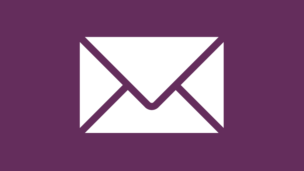 紫色背景上的白色信封图标。