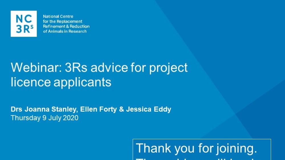 研讨会标题幻灯片:为项目许可证申请人提供3Rs建议